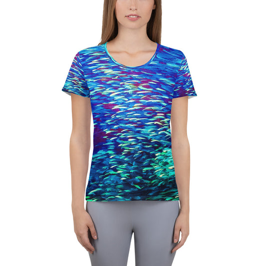 Fish Multicolor Blue Women's Athletic T-shirt