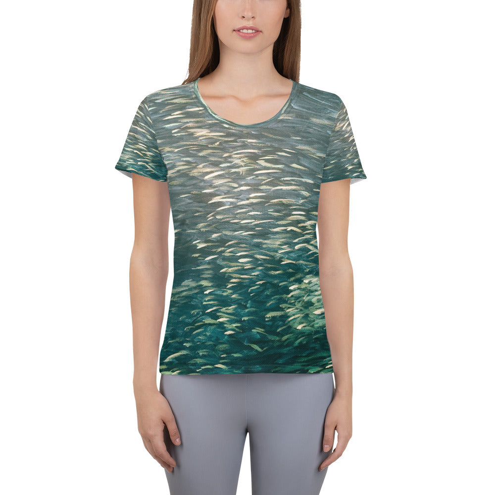 Fish Green Women's Athletic T-shirt