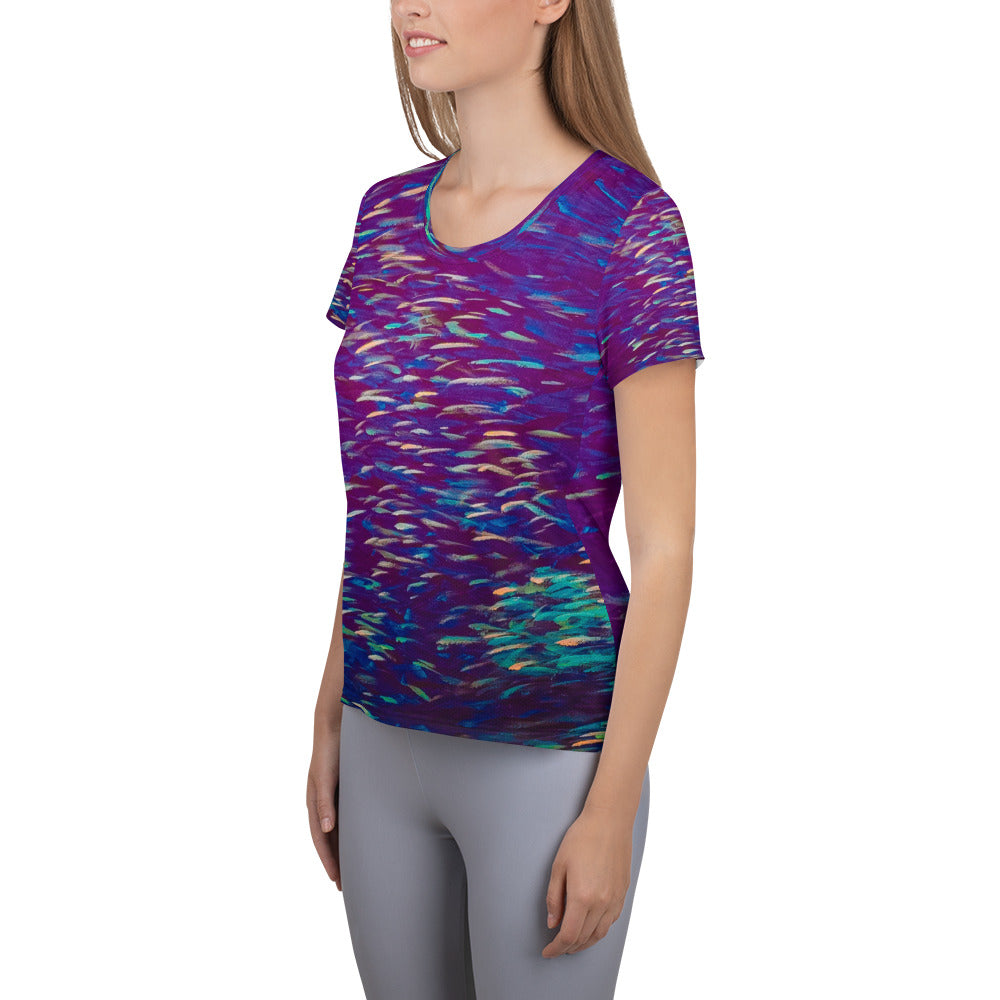 Fish Multicolor Purple Women's Athletic T-shirt