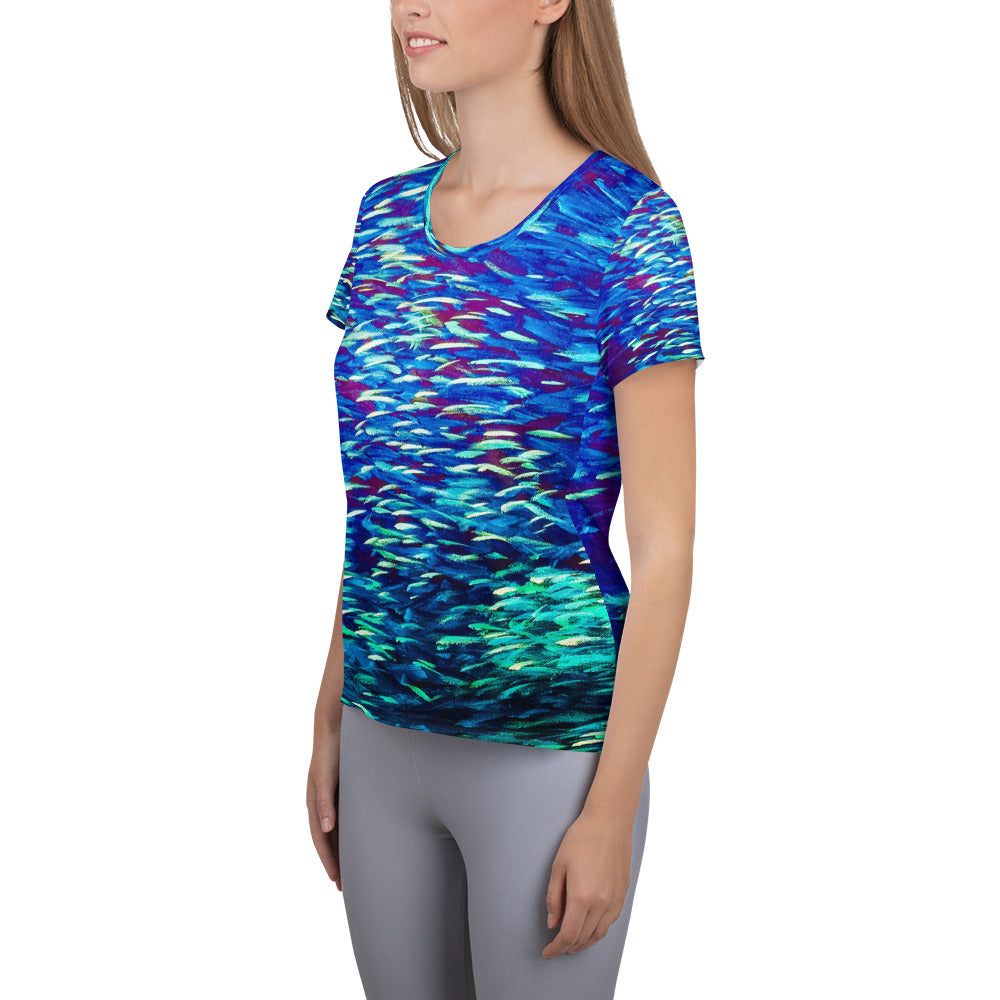 Fish Multicolor Blue Women's Athletic T-shirt