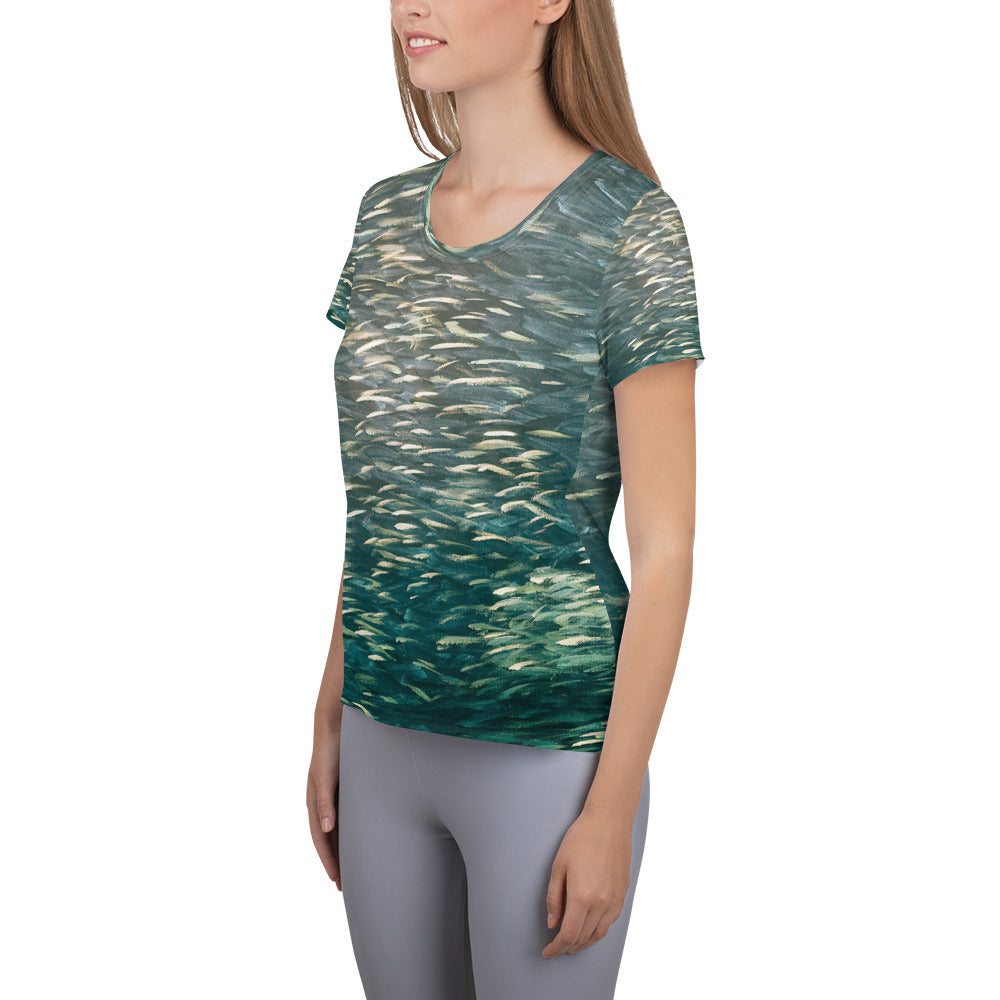 Fish Green Women's Athletic T-shirt