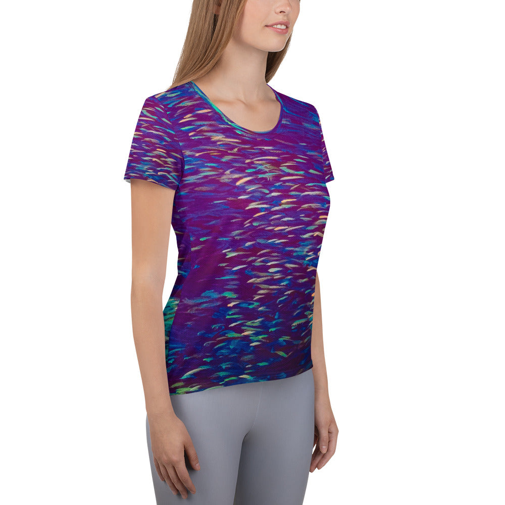 Fish Multicolor Purple Women's Athletic T-shirt