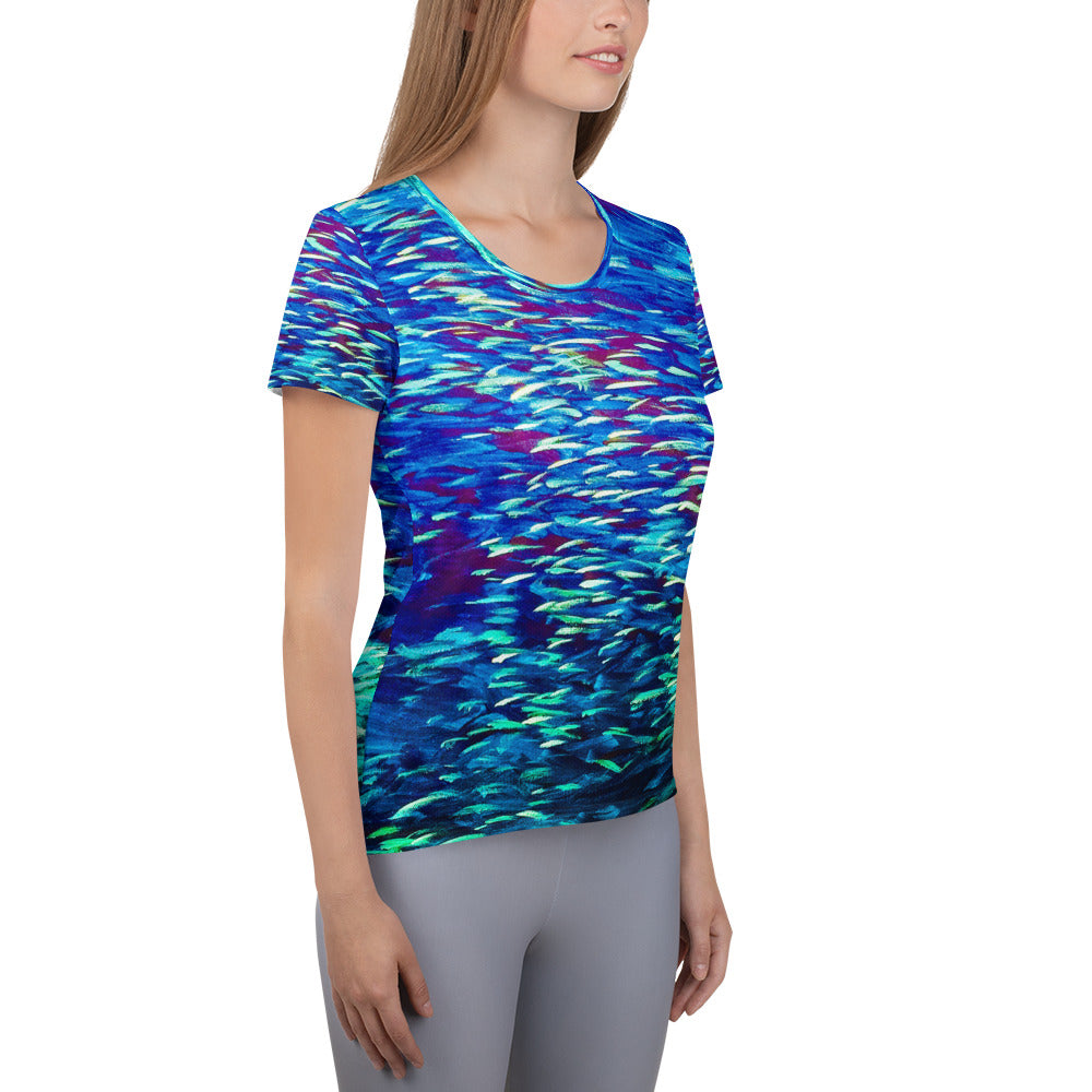 Fish Multicolor Blue Women's Athletic T-shirt