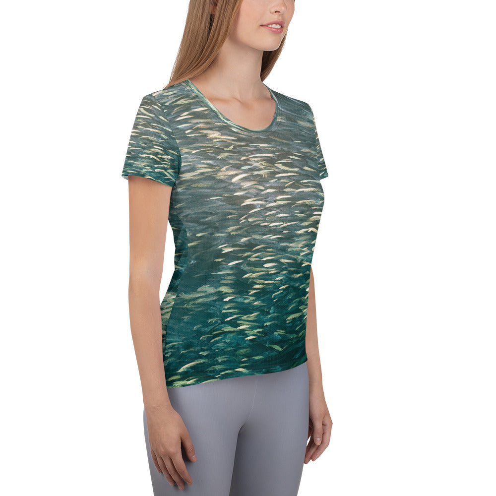 Fish Green Women's Athletic T-shirt