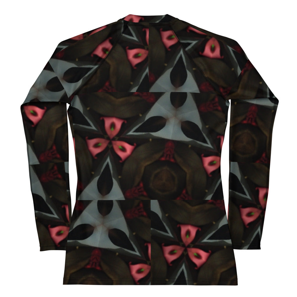 Pink & Black Pattern Women's Rash Guard