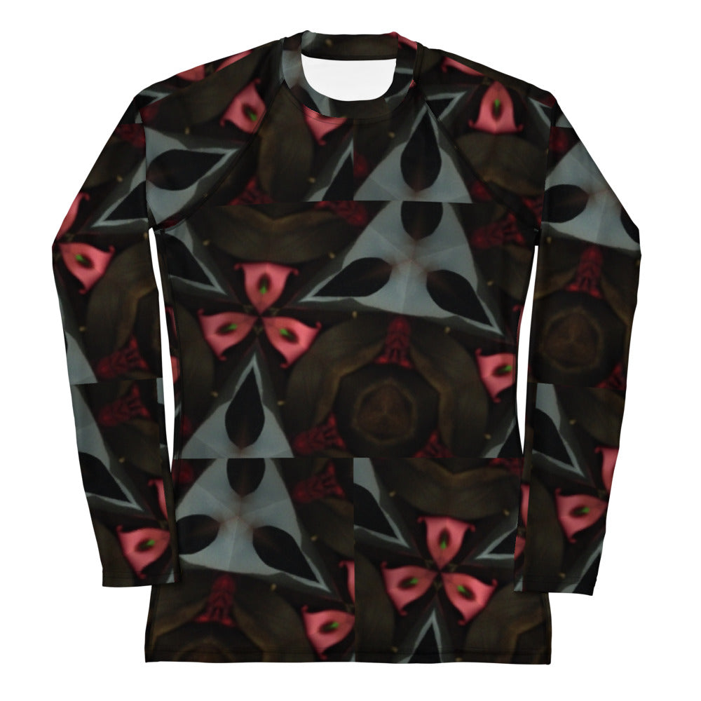 Pink & Black Pattern Women's Rash Guard