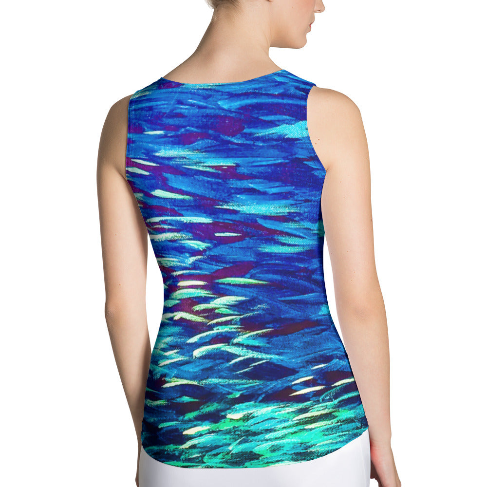 Fish Multicolor blue Sublimation Cut & Sew Tank Top