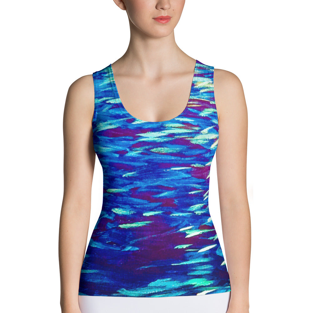 Fish Multicolor blue Sublimation Cut & Sew Tank Top