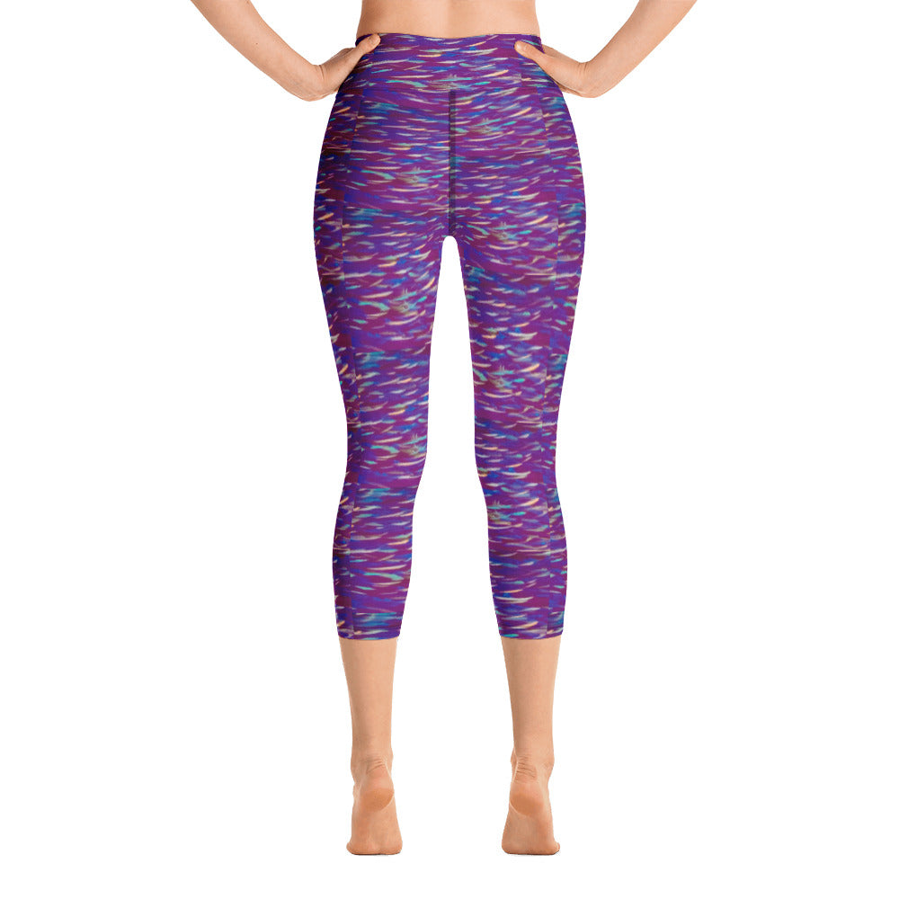 Fish Multicolor Purple Yoga Capri Leggings