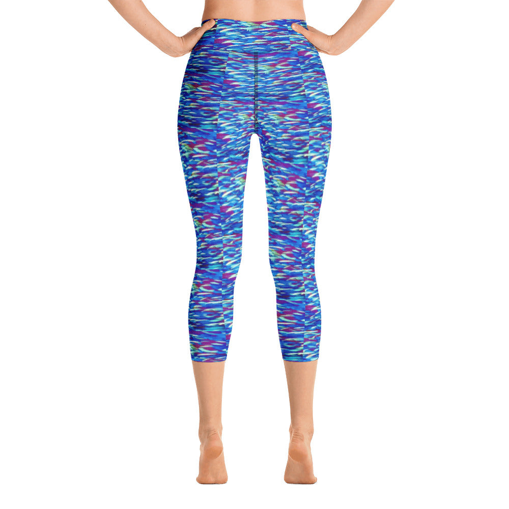 Fish Multicolor Blue Yoga Capri Leggings