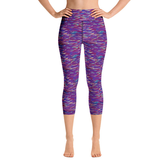 Fish Multicolor Purple Yoga Capri Leggings