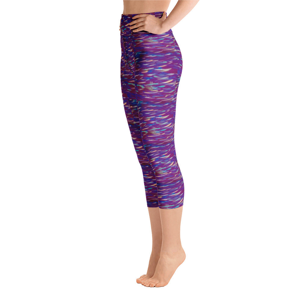 Fish Multicolor Purple Yoga Capri Leggings