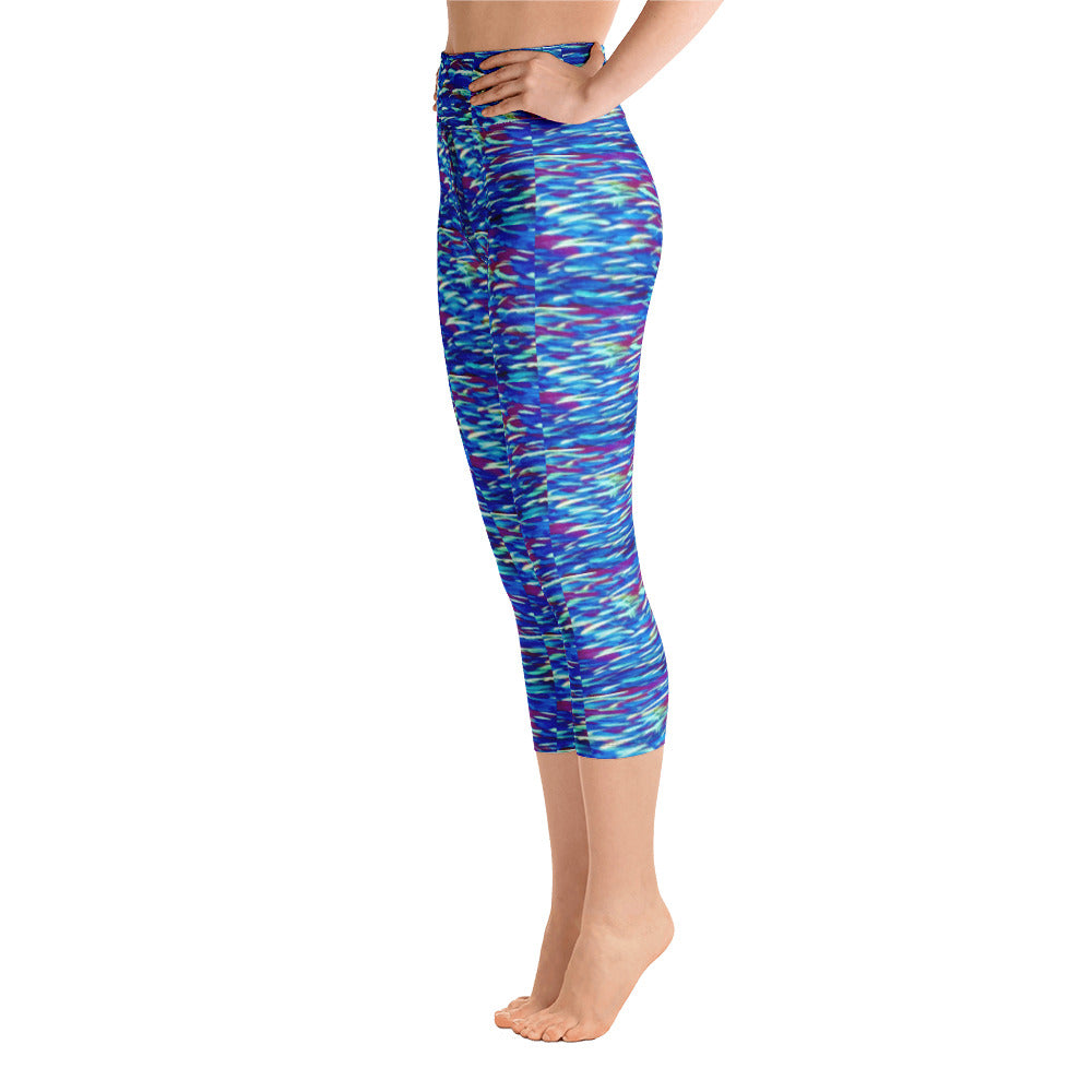 Fish Multicolor Blue Yoga Capri Leggings