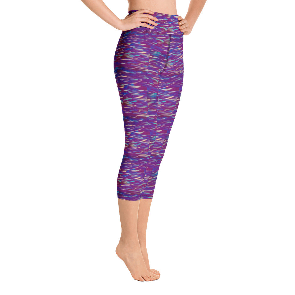 Fish Multicolor Purple Yoga Capri Leggings