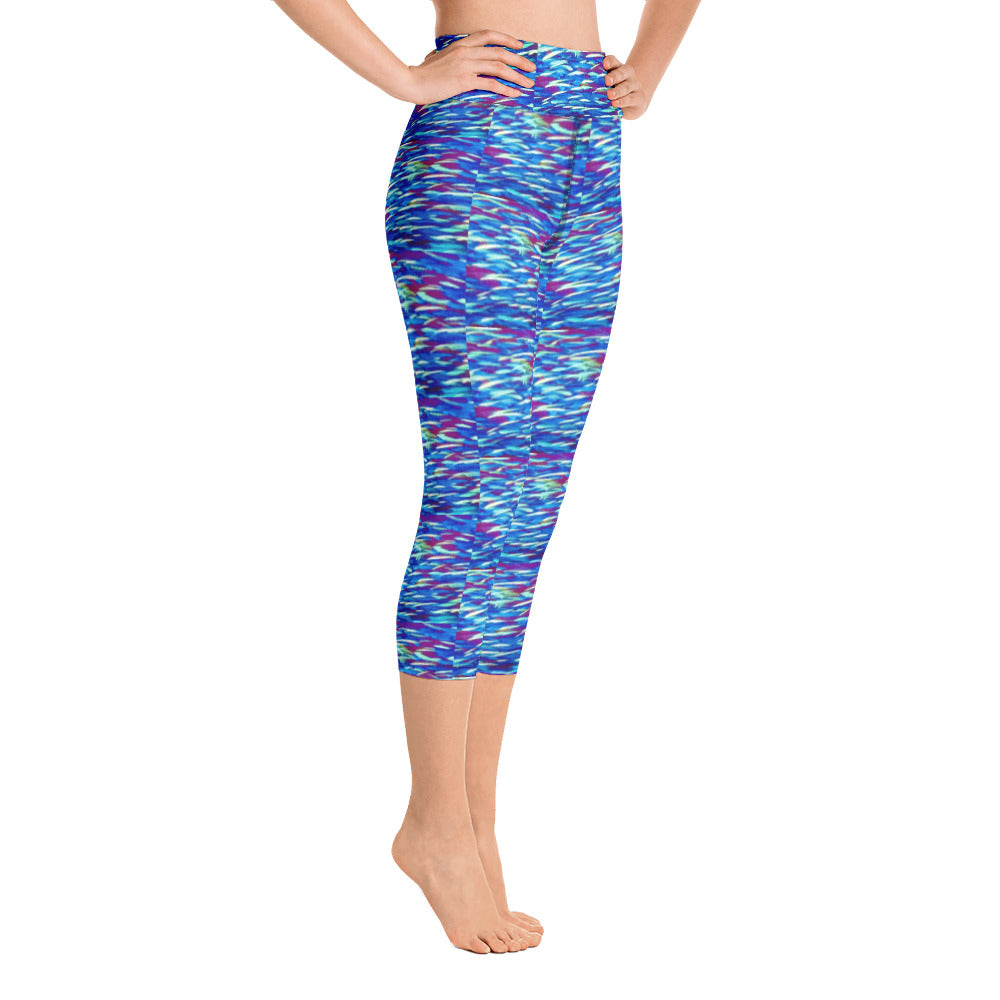 Fish Multicolor Blue Yoga Capri Leggings