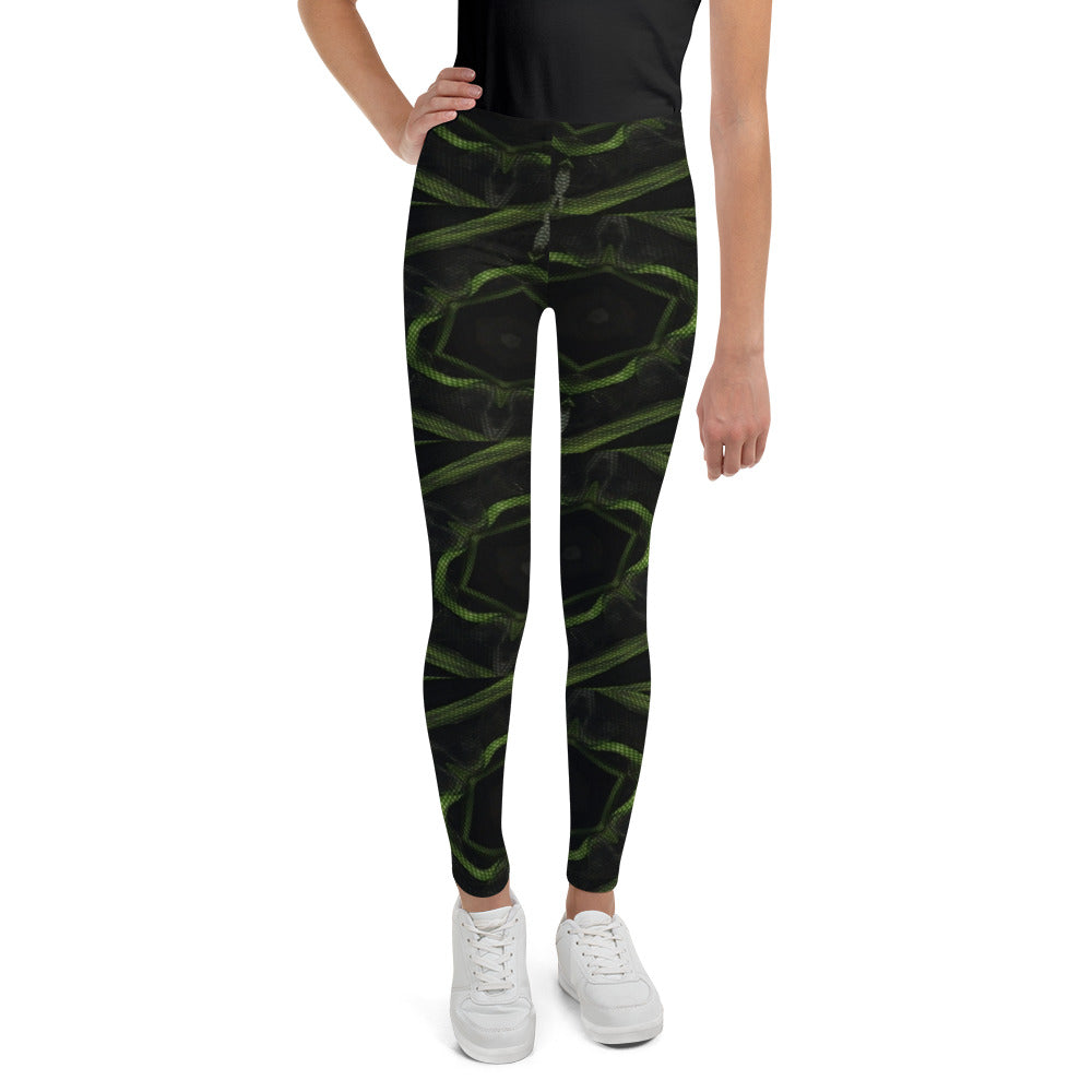 Black & Green Youth Leggings