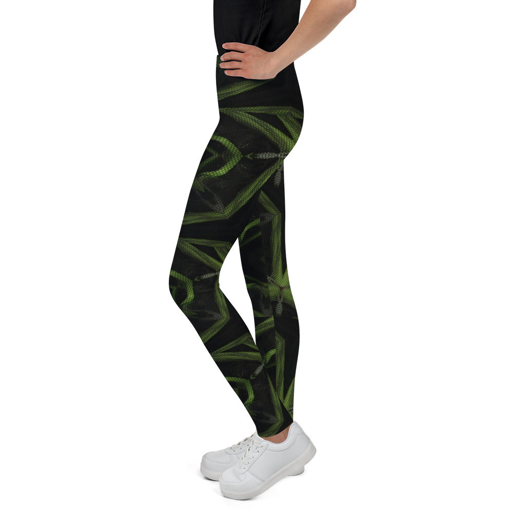 Black & Green Youth Leggings