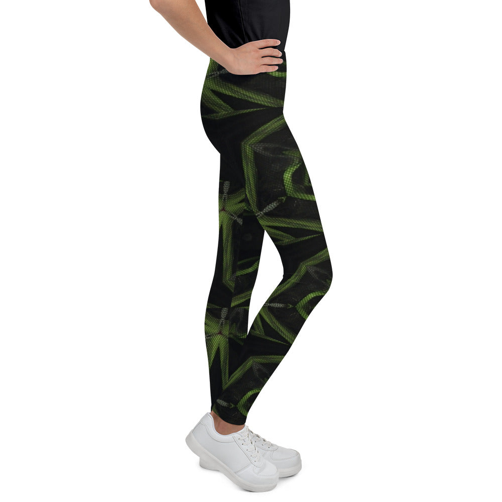 Black & Green Youth Leggings