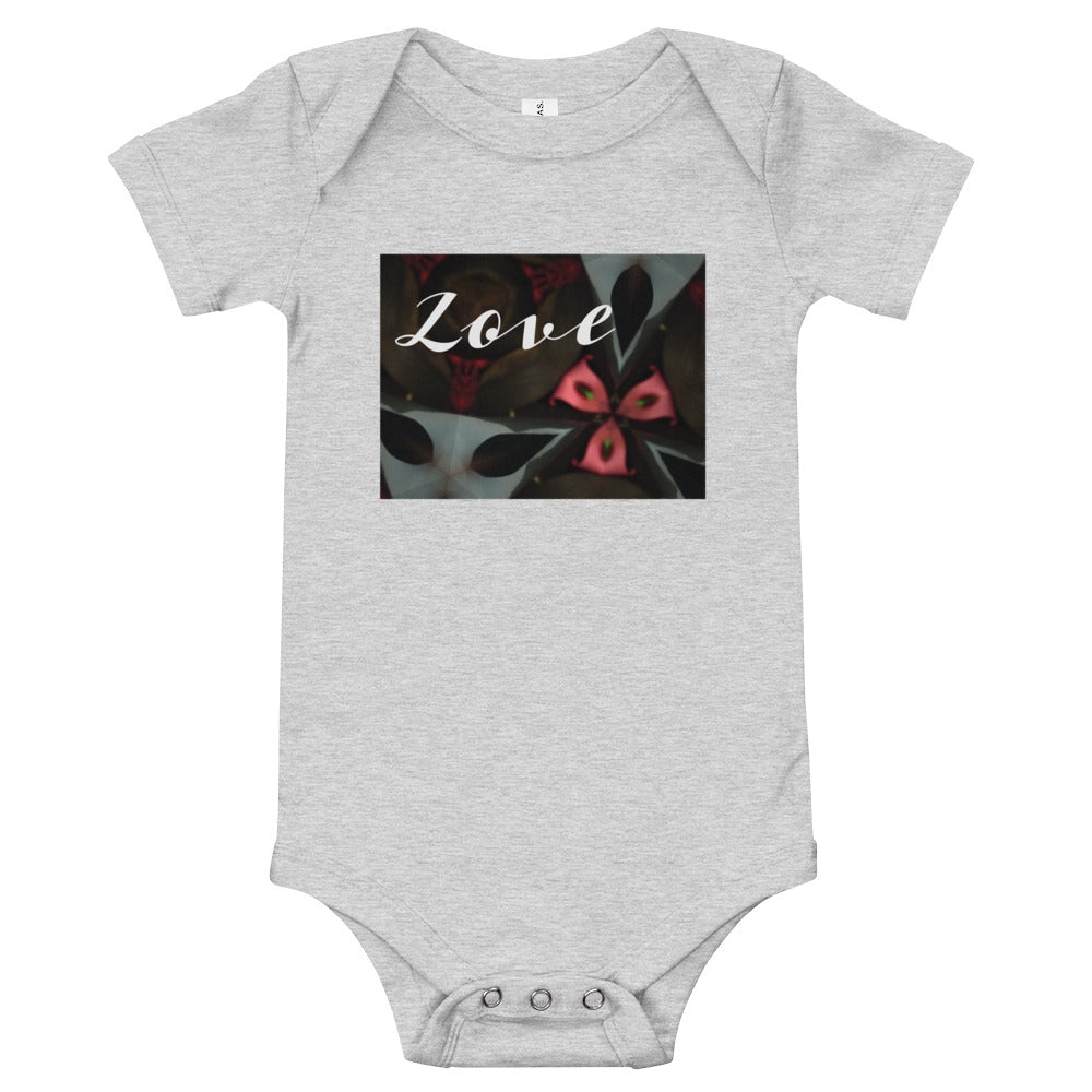 Pink & Black "Love" Baby short sleeve one piece