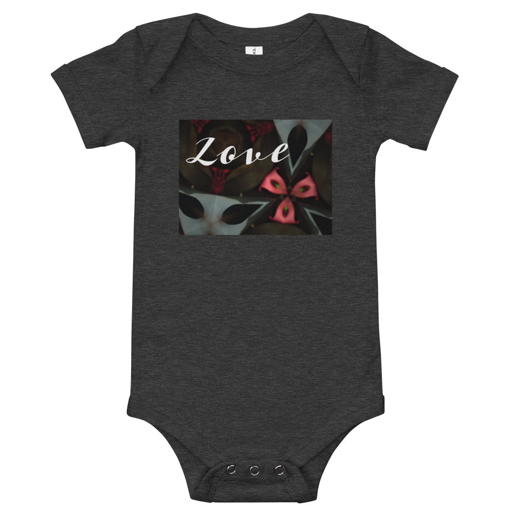 Pink & Black "Love" Baby short sleeve one piece