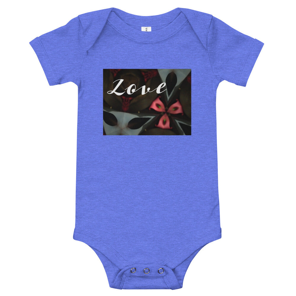 Pink & Black "Love" Baby short sleeve one piece