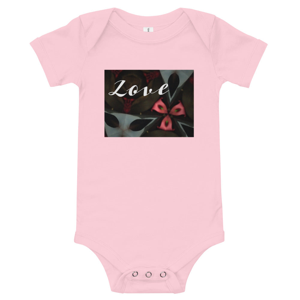 Pink & Black "Love" Baby short sleeve one piece