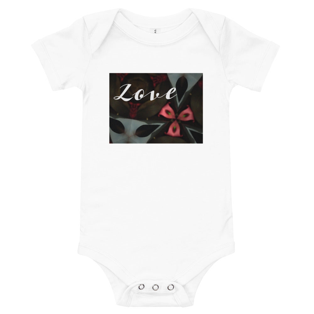 Pink & Black "Love" Baby short sleeve one piece