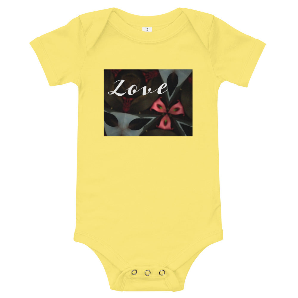 Pink & Black "Love" Baby short sleeve one piece