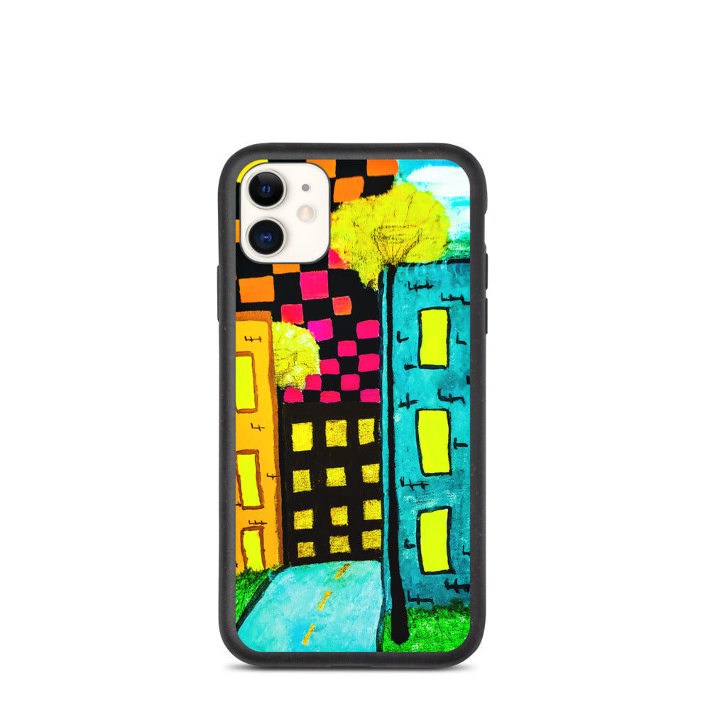 Checker Sky Buildings Biodegradable iphone case