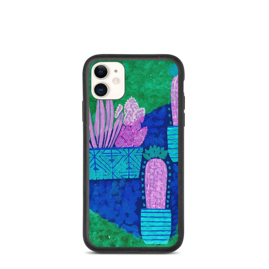 Cacti blue green Biodegradable iphone case