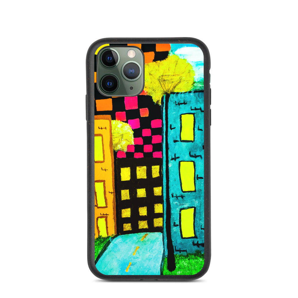 Checker Sky Buildings Biodegradable iphone case