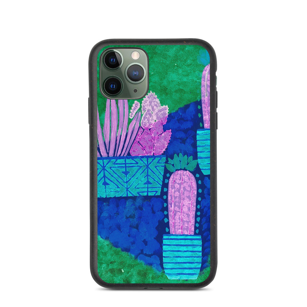 Cacti blue green Biodegradable iphone case