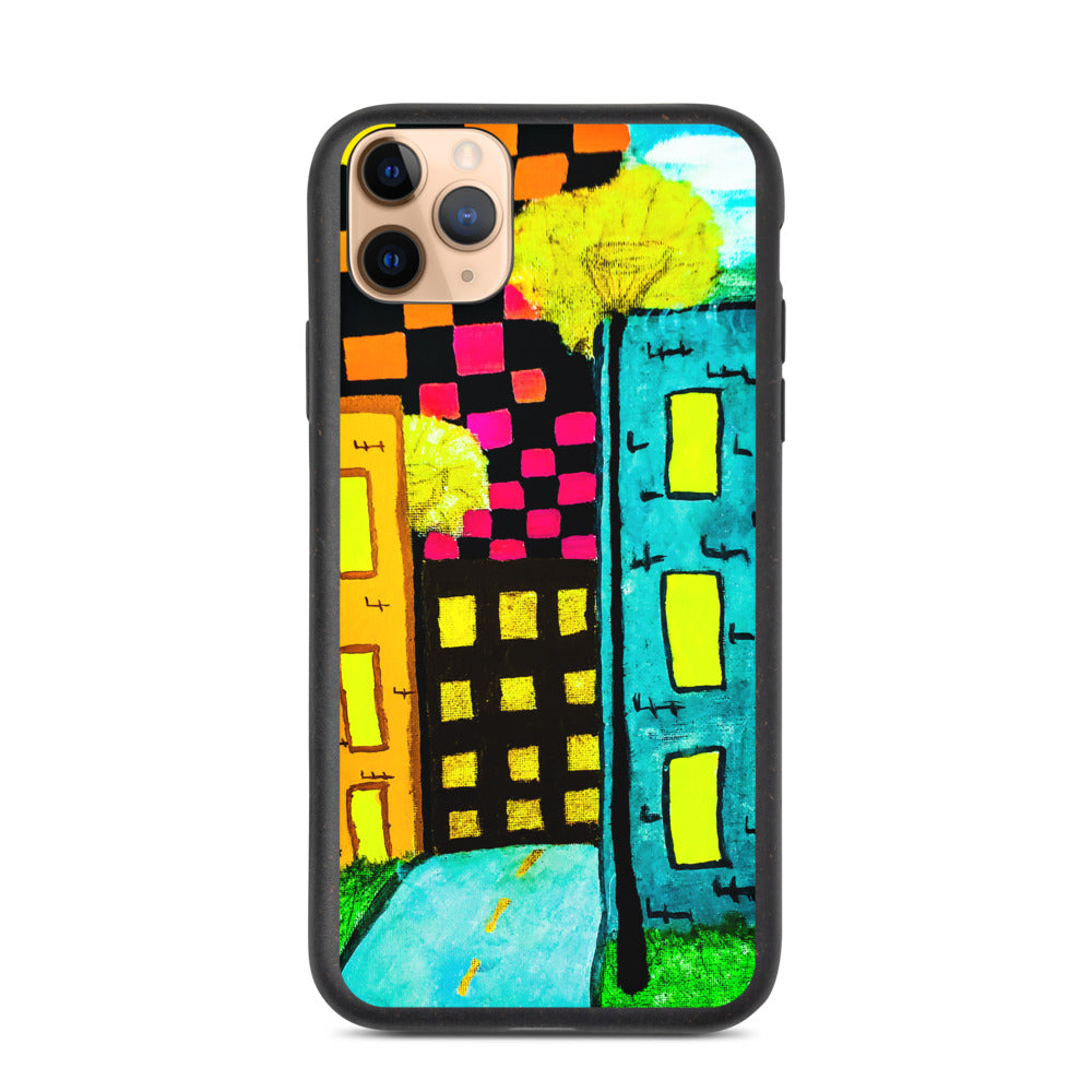 Checker Sky Buildings Biodegradable iphone case