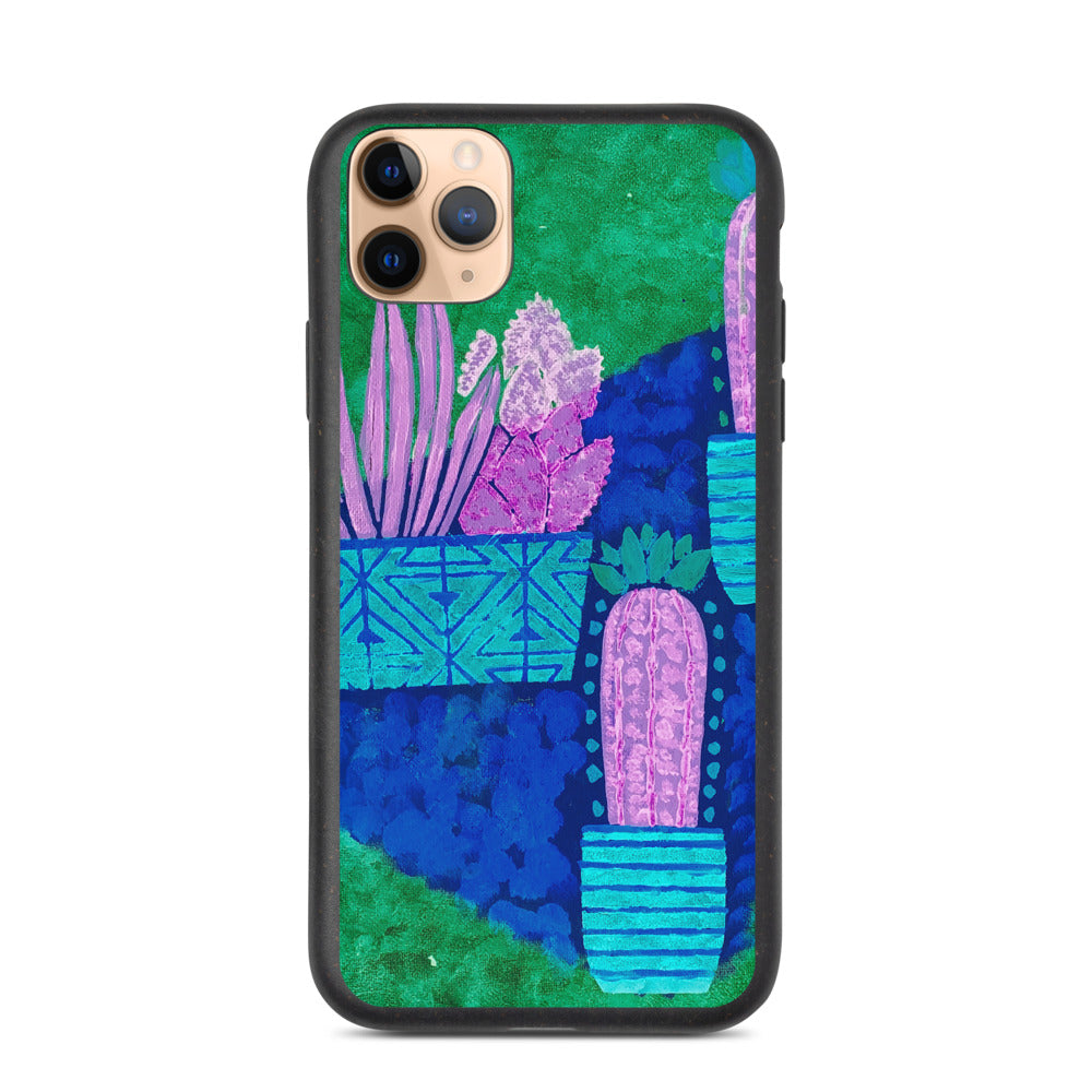 Cacti blue green Biodegradable iphone case