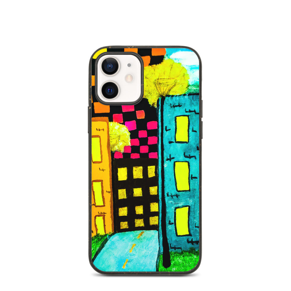 Checker Sky Buildings Biodegradable iphone case