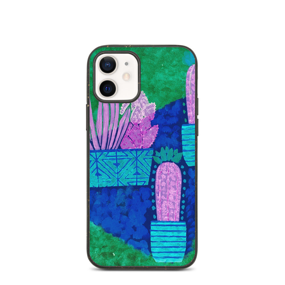 Cacti blue green Biodegradable iphone case