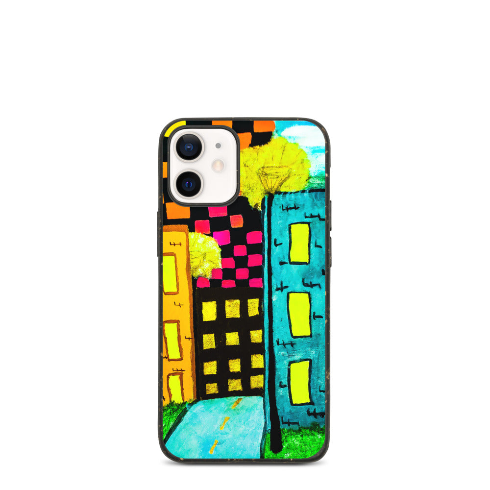 Checker Sky Buildings Biodegradable iphone case