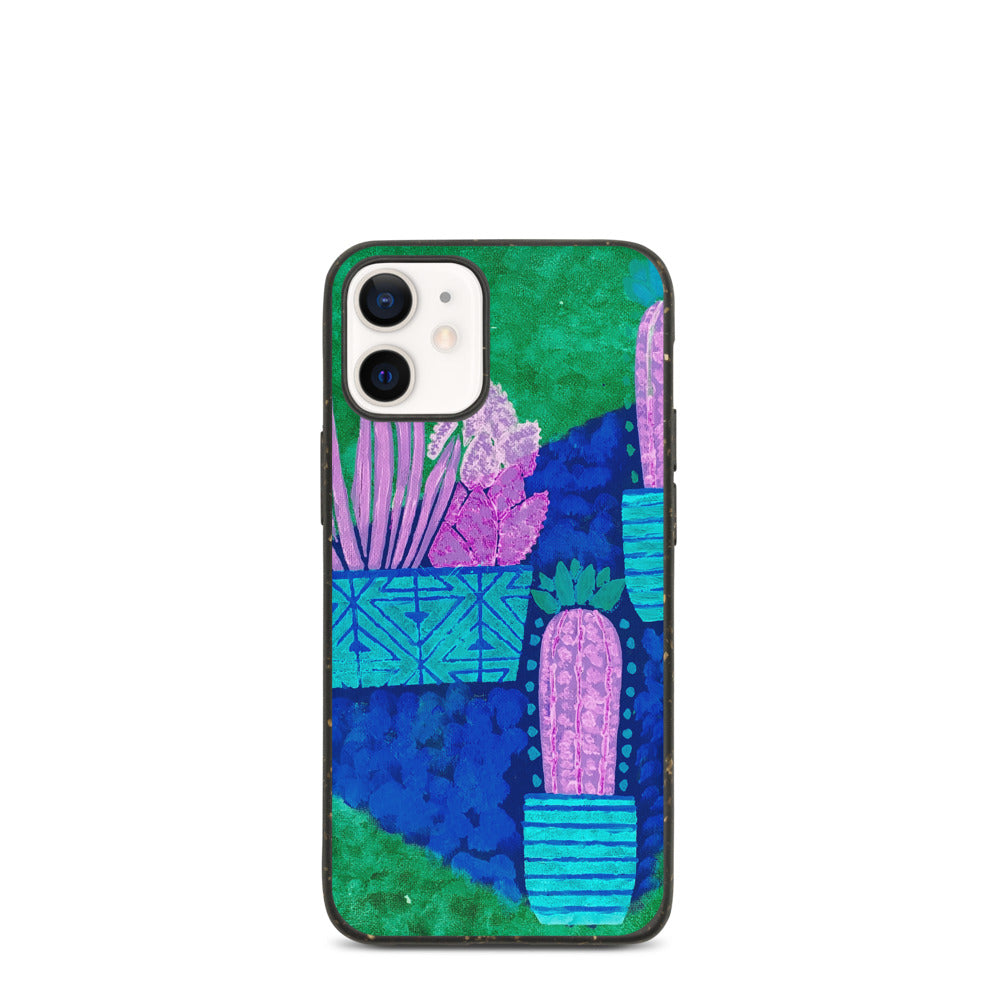 Cacti blue green Biodegradable iphone case