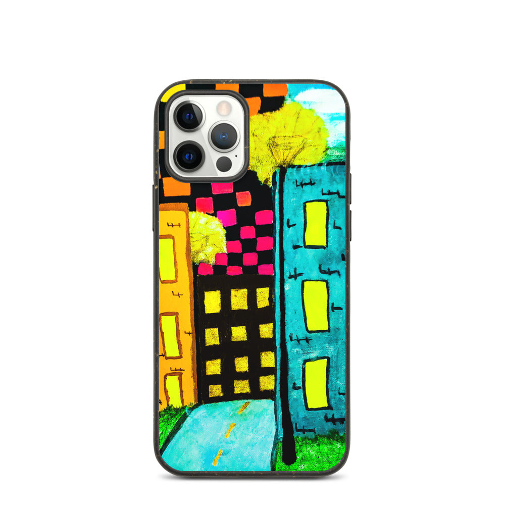 Checker Sky Buildings Biodegradable iphone case