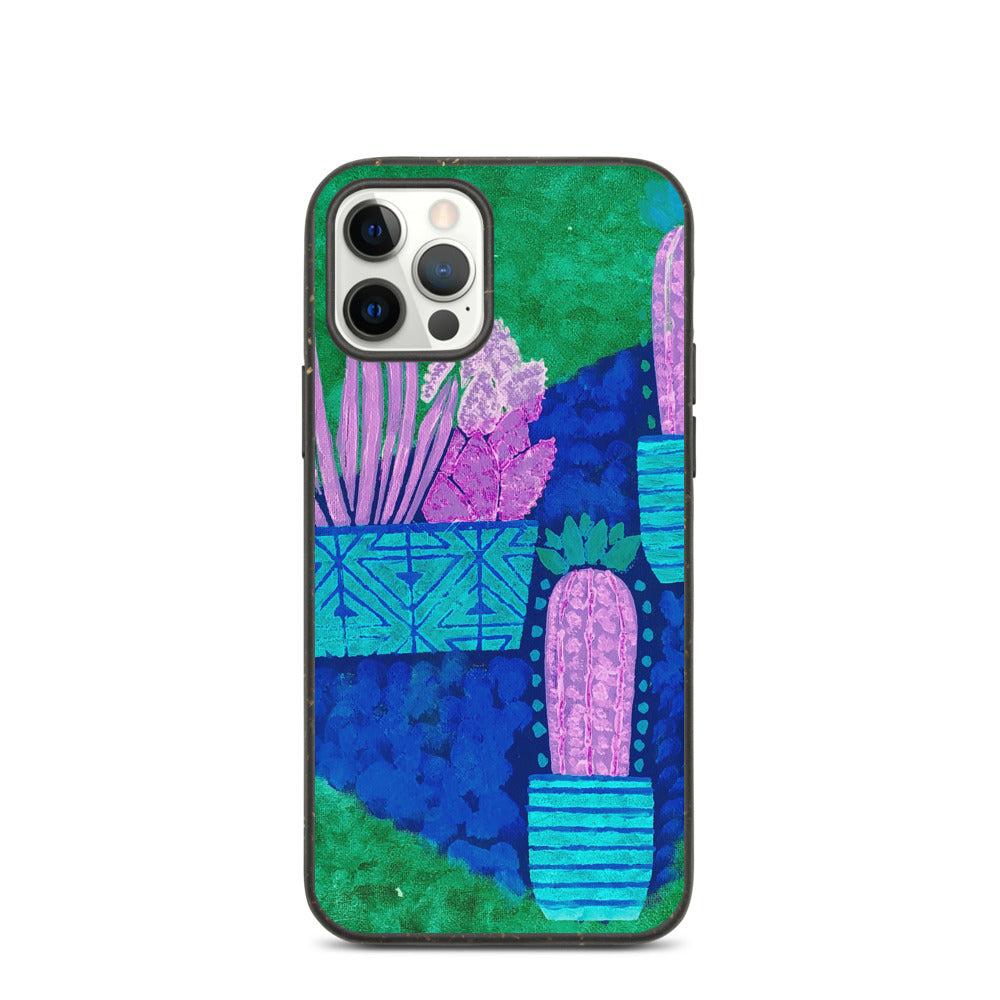 Cacti blue green Biodegradable iphone case