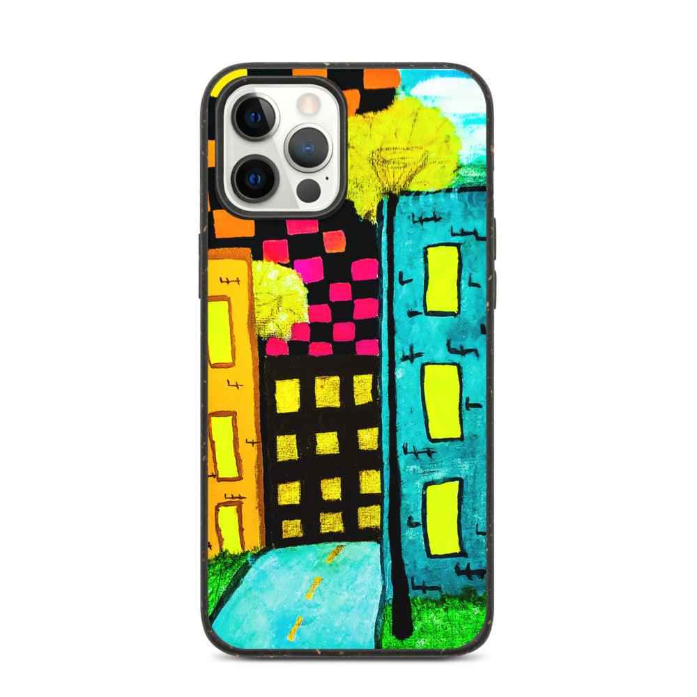 Checker Sky Buildings Biodegradable iphone case