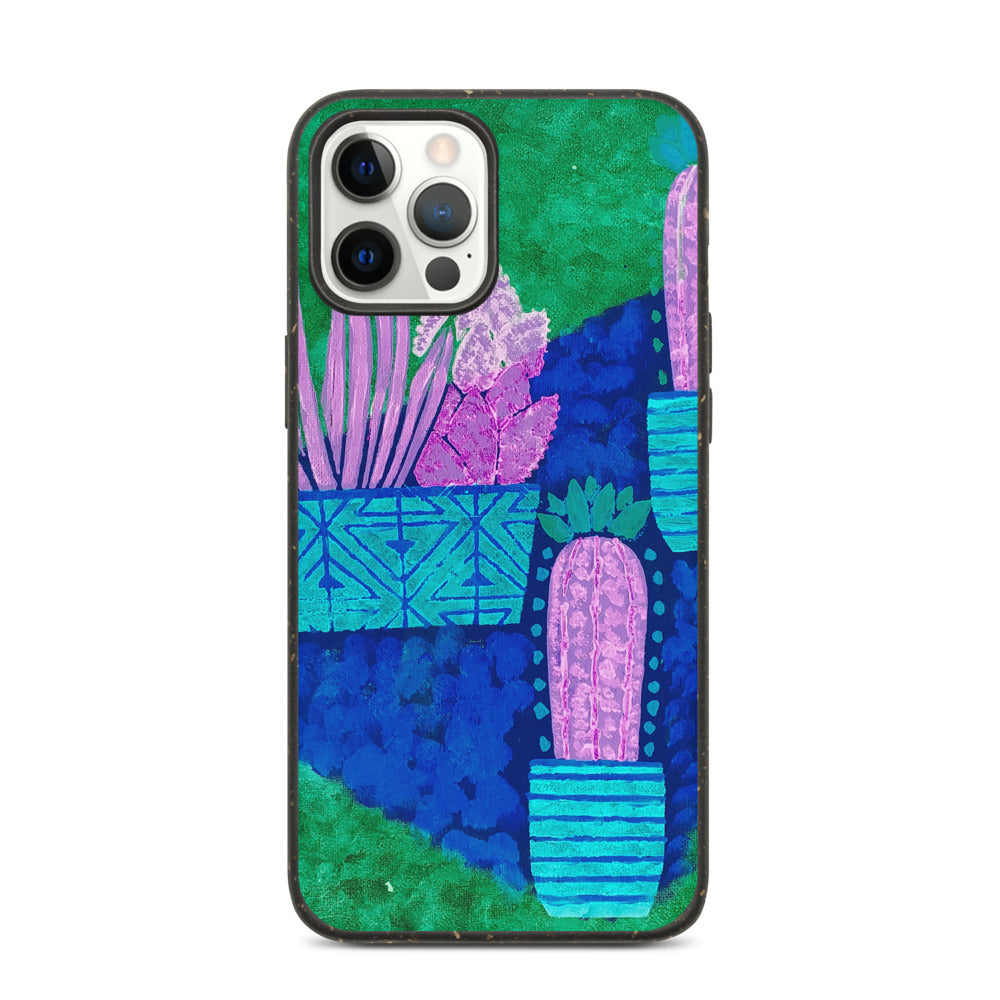 Cacti blue green Biodegradable iphone case