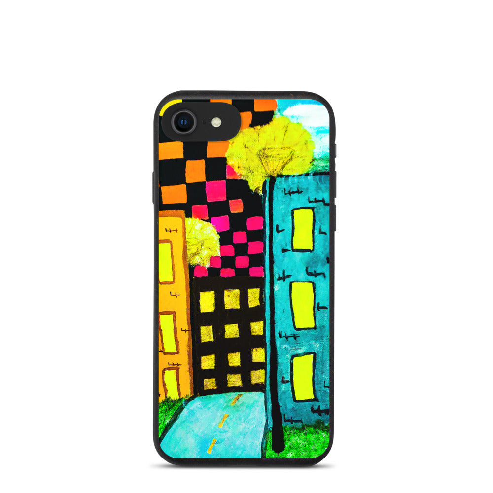 Checker Sky Buildings Biodegradable iphone case