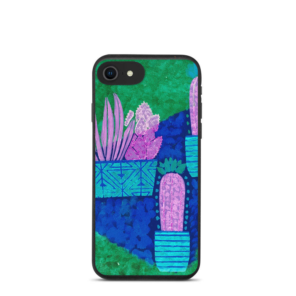 Cacti blue green Biodegradable iphone case