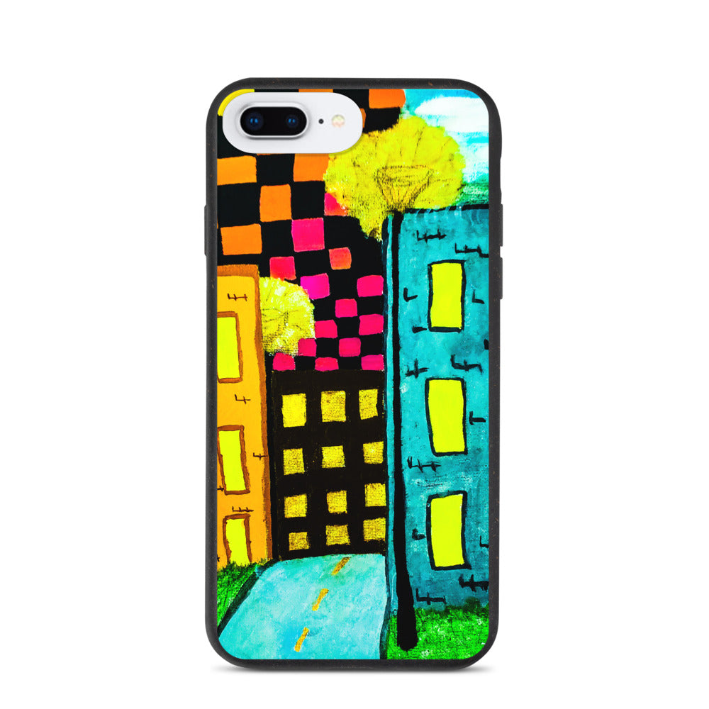 Checker Sky Buildings Biodegradable iphone case