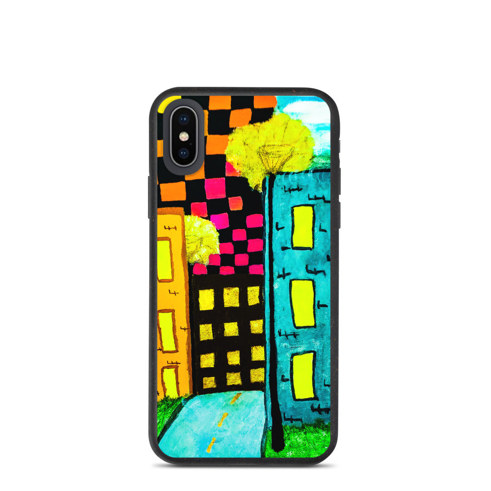 Checker Sky Buildings Biodegradable iphone case