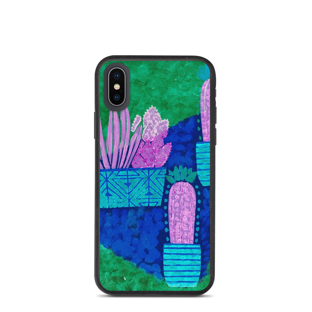 Cacti blue green Biodegradable iphone case