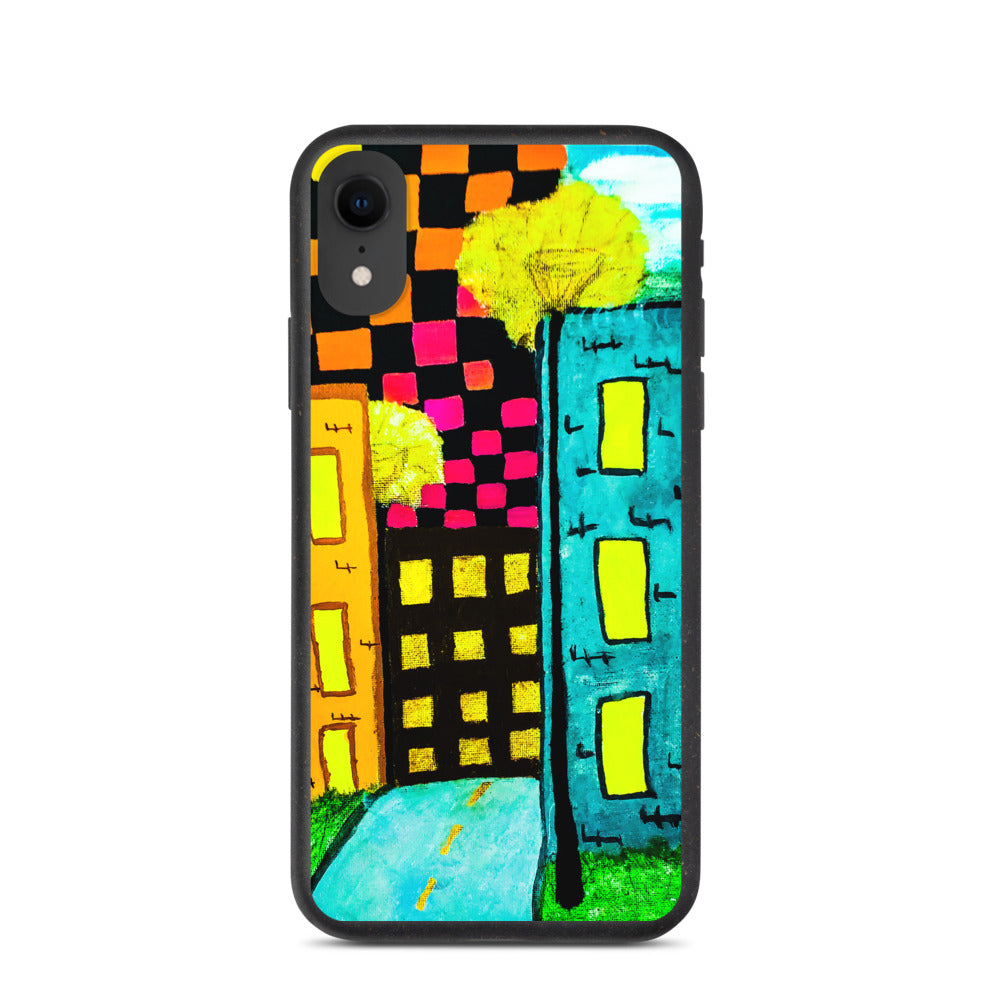 Checker Sky Buildings Biodegradable iphone case