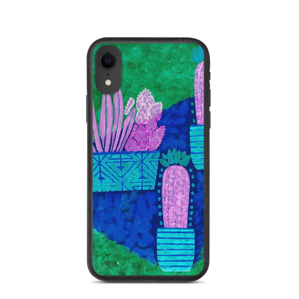 Cacti blue green Biodegradable iphone case