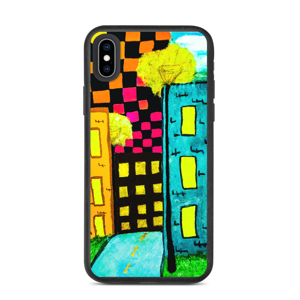 Checker Sky Buildings Biodegradable iphone case